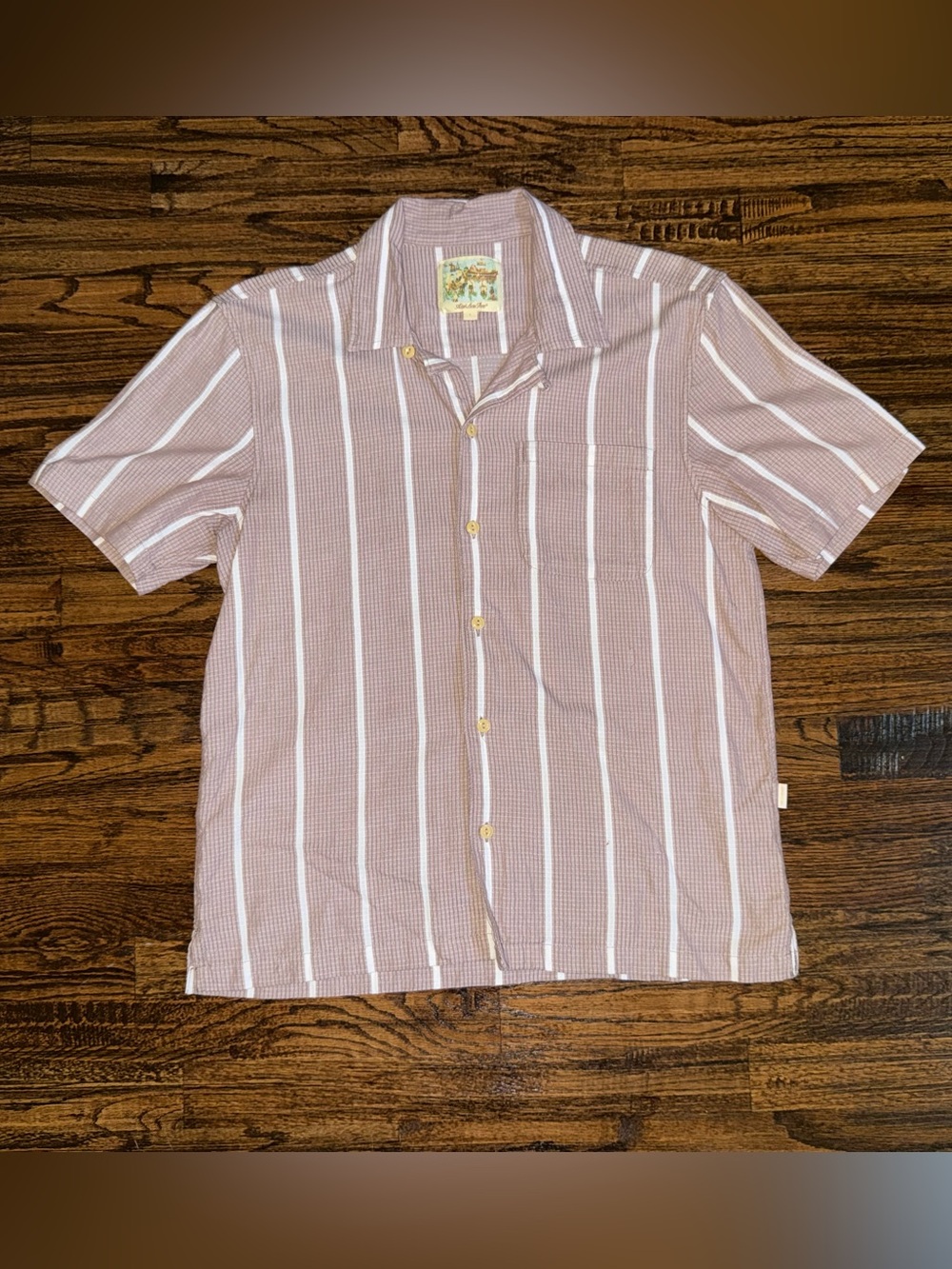 Aime Léon Dore SS24 Striped Leisure Button-Up Shirt Mauve Size Large
